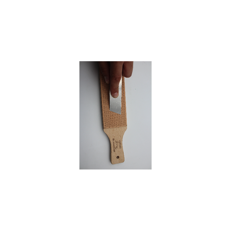Strop En Cuir Pour Affûtage – Double Face Lisse/Rugueux – Manche En Bois – Pour Couteaux, Rasoirs, Outils De Coupe - 4