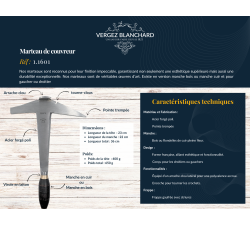 MARTELLO PER COPERTURA DESTRORSO CON MANICO IN PELLE