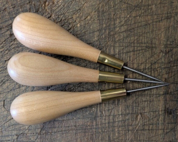 Round leather sewing awl -...