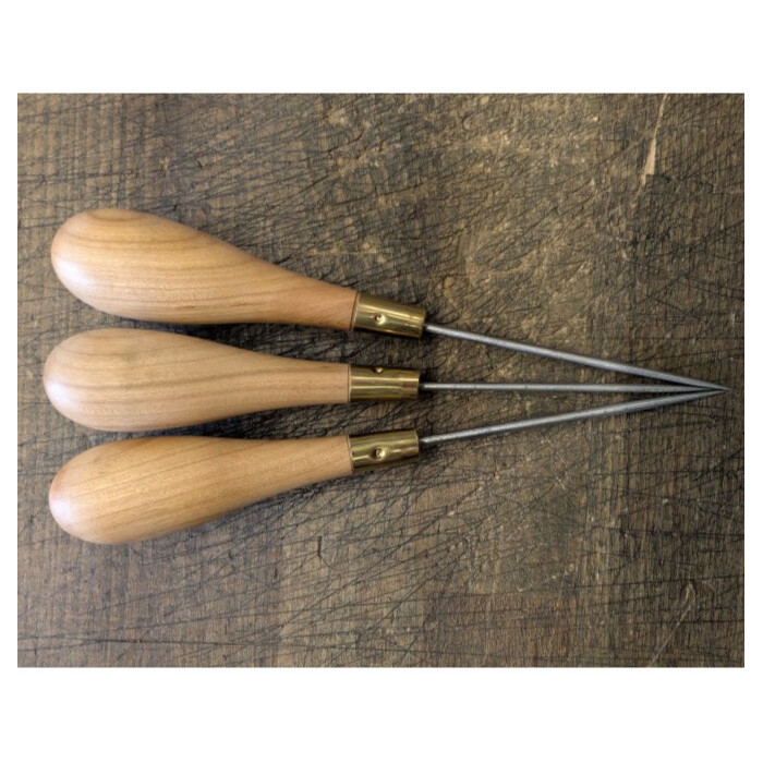 Round leather sewing awl with handle - 8 to 10cm