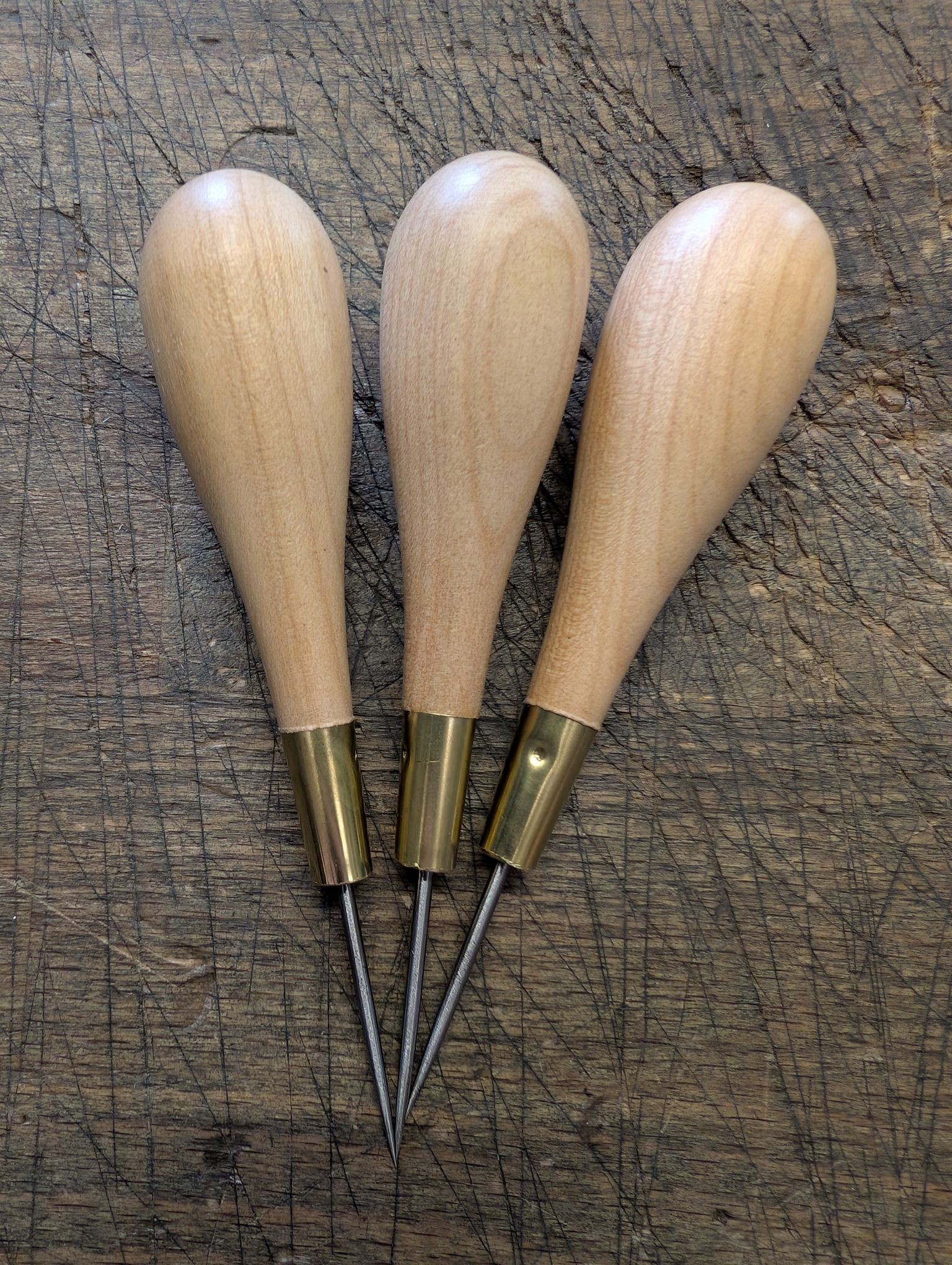 Round leather sewing awl -...