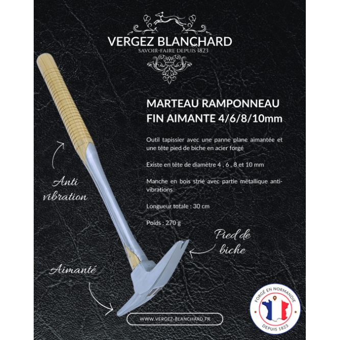 MARTEAU RAMPONNEAU FIN AIMANTE 4/6/8/10mm